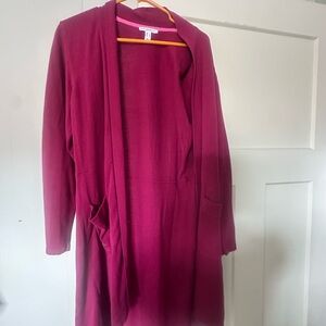 Isaac Mizrahi Deep Pink Open Cardigan
